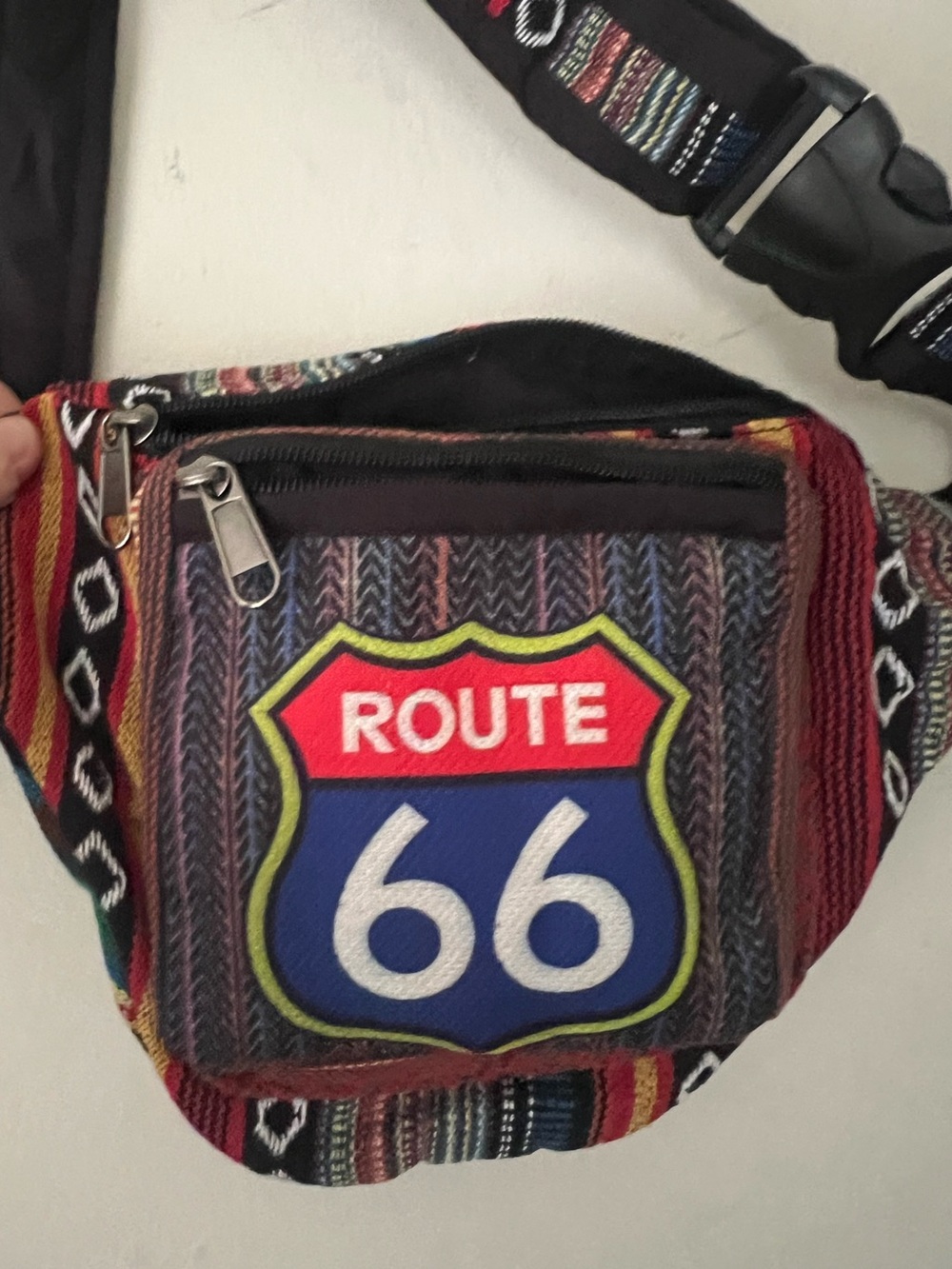 Rising Hemp Route 66 Handmade KANTHA Adjustable Fanny Pack Unisex NWT OS